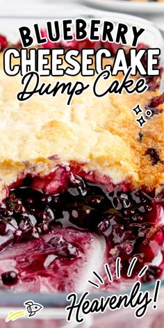 blueberry cheesecake dump cake with text overlay