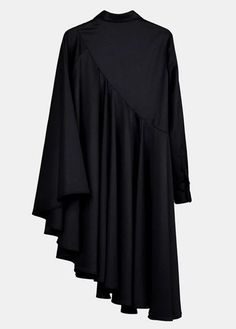 Bat Sleeve Loose Fit Cape-Style Blouse Shirt Asymmetrical pleated Skir – Ofelya Boutique Baju Kahwin, Pleated Skirt Dress, Cape Style, Polyester Shirt, Pleated Shirt, Bat Sleeve, Over Size, Dress Jacket, Sleeved Dress