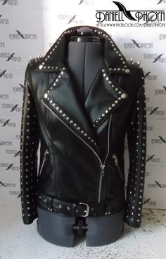 A lighter version of the first classic leather jacket. Rivets are left only on the sleeves. Removed chains. Classic Leather Jacket, Studs And Spikes, Studded Leather Jacket, Motorcycle Jackets, Genuine Leather Jackets, Leather Motorcycle Jacket, Leather Vest, Studded Leather, Womens Clothing Sizes