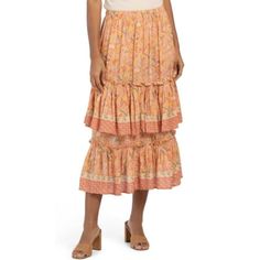 Christian Siriano Women's Floral Tiered Ruffle Maxi Skirt Size M. New With Tags. Length 33". Feminine Midi Length Bottoms With Ruffles, Bohemian Midi Length Lined Skirt, Bohemian Style Lined Midi Skirt, Vacation Ruffled Midi Skirt, Vacation Midi Ruffled Skirt, Bohemian Midi-length Spring Bottoms, Bohemian Midi Length Spring Bottoms, Bohemian Bottoms With Ruffle Hem, Bohemian Tiered Bottoms For Day Out