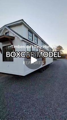 a white trailer with the words boxcar model on it's front and side