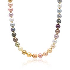 Cultured Freshwater Pearls. Colored Pearls in Rainbow Colors. Approximate pearl size 10mm. Lock and Dividers in Stainless Steel with Gold Plating.Strung by hand on a strong metal wire in our LA studio, this necklace with beautiful 10mm pearls will add a unique touch to all your looks. The Rainbow colors of the pearls give a unique touch to your look. Wear this stunning piece solo or layered.Please note that all our pieces are crafted by hand and one-of-a-kind, and may therefore vary slightly in Rainbow Pearl Necklace, Pastel Pearl Necklace, Colored Pearl Necklace, Pearl Necklace With Gold, Colored Pearls, Rainbow Pearl, Precious Beads, Mens Jewelry Necklace, Semi Precious Beads