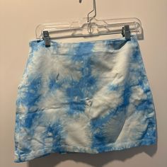 Blue Tie Dye Skirt Never Worn Blue Relaxed Skirt For Day Out, Blue Relaxed Fit Skirt For Day Out, Relaxed Fit Blue Skirt For Day Out, Trendy Blue Skort For Spring, Blue Cotton Skort For Summer, Blue High Waist Mini Skirt For Summer, Blue Mini Skort For Spring, High Waist Blue Mini Skirt For Summer, High Waist Blue Summer Skirt