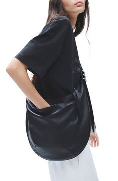 Fall for the silhouette of this slouchy hobo bag crafted from rich leather. Top zip closure Adjustable strap Exterior slip pocket; interior slip pocket Leather Imported Versatile Leather Hobo Bag With Pockets, Black Hobo Bag With Pockets, Casual Leather Hobo Bag With Pockets, Hobo Bag Outfit, Bags Inspiration, Slouchy Hobo Bag, Slouchy Bag, Xmas List, Style Goals