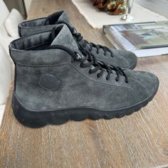 Moncler Boots For Men. The Boots Are In Excellent Condition, Only Worn Twice. They Are A Size 42. Exterior Material Is Gray Suede, And The Interior Is Black Leather. Men Suede, Gray Suede, Suede Boots, Boots Men, Gray Color, Black Leather, Men's Shoes, Shoe Boots, Man Shop