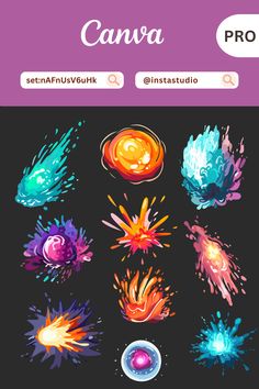 Game Magic Explosions Design Canva Graphic El Canva Posters Ideas, Magic Graphic Design, Element Magic, Font Canva Lettering, Magical Design, Graphics Game, Elements Canva