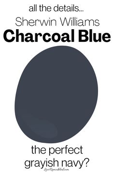 a poster with the words charcoal blue and an image of a black circle on it