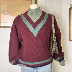 Vintage Burgundy Cable Knit Sweater Chunky Pullover Retro Preppy 80s Style  | eBay Retro Knitted Sweater For Fall, Vintage Cotton Sweater For Layering, 90s Knitted Tops For Fall, 90s Style Knitted Tops For Fall, Oversized Retro Sweater, Vintage Knitted Sweater For Layering, Retro Fall Sweater, Oversized Vintage Sweater For Layering, Retro Chunky Knit Fall Sweater