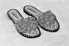 Silver Rhinestone Sandals. Silver Rhinestone Slides. Wild Diva Slides Silver Flat Sandals, Sparkle Flats, Rhinestone Slides, Rhinestone Sandals, Silver Flats, Silver Sandals, Embellished Sandals, Studded Sandals, Womens Slides