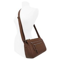 Casual and contemporary, this GAL Granada leather triple-entry handbag fits all your essentials and is perfect for everyday use. Casual and contemporary, this GAL Granada leather triple-entry handbag fits all your essentials and is perfect for everyday use. DETAILS 7.75" x 10.25" x 4" 18" - 25" adjustable strap Crossbody bag Zipper closure Triple-entry design Extended zipper pulls Silver-tone hardware 1 Functional Backwall Zipper Pocket, 1 Functional Center Zipper Pocket, 2 Functional Front wall Modern Brown Crossbody Camera Bag, Modern Brown Camera Bag For Everyday Use, Modern Brown Camera Bag For Everyday, Modern Brown Camera Bag With Removable Pouch, Modern Brown Camera Bag For Daily Use, Modern Brown Satchel Camera Bag, Modern Soft Leather Saddle Bag For Daily Use, Modern Textured Leather Saddle Bag For Travel, Modern Soft Leather Satchel-style Saddle Bag