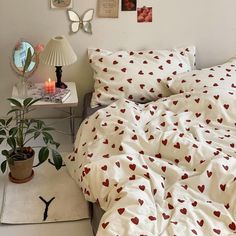 cottagecore aesthetic vintage little red hearts print bedding set roomtery Red Hearts, Queen Size, Bedding Set, Pillowcase, Duvet Cover, Duvet, Queen, Bed, Red