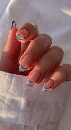 Jun 19, 2021 - 25. Blue Double French Nails What better way to begin the summer than having your nails done after long period of cold season. It’s time to... Blue Nail, Oval Nails, Fire Nails, Funky Nails, Pretty Acrylic Nails, Chic Nails, Short Acrylic Nails, Best Acrylic Nails, Cute Acrylic Nails