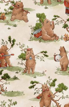 the bears are playing musical instruments together