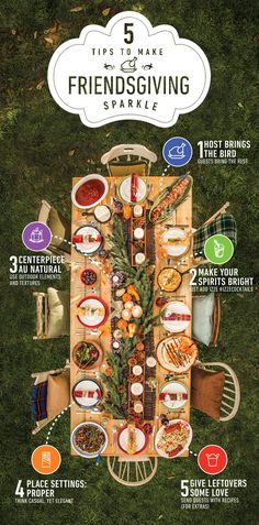 an overhead view of a picnic table with the words tips to make friends giving sparkle