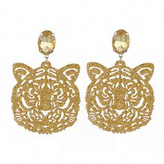 PRICES MAY VARY. 🐯【Fashion & Special Meaning】Dawery focuses on fashion and classic jewelry design, the latest tiger head earring design is inspired by the tiger, the king of the forest, which symbolizes peace and auspiciousness and can bring good luck to the wearer. As we all know, the tiger is the symbol of the king, the person who wears these earrings is more memorable and remarkable, more classic! 🐯【Superb Quality & Size】Made of high-quality resin material, these statement earrings for wome Party Yellow Pierced Jewelry, Yellow Pierced Earrings For Party, Tiger Earrings, Ear Accessories, Pink Gem, Tiger Head, Statement Drop Earrings, Bohemian Earrings, Big Earrings