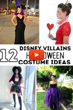 several different costumes are featured in the video, including one woman wearing a costume and two women dressed as disney villaines