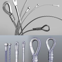 an image of various objects that are in the shape of cable ends and wires on a gray background