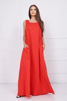 Step into a world of timeless elegance with our long red sleeveless linen maxi evening dress, a masterpiece that redefines sophistication. This dress boasts a captivating sleeveless design and features a striking open-back, making it the ultimate choice for formal occasions, gala events, or any soirée where you want to exude grace and allure. Features: 🌹 Radiant Red Hue: The radiant red color of this dress embodies passion and allure, ensuring you capture attention with an air of refined charm. Elegant Linen Maxi Dress, Elegant Floor-length Linen Dresses, Elegant Red Sleeveless Beach Dress, Sleeveless Linen Maxi Dress For Evening, Elegant Red Linen Dress For Spring, Red Linen Maxi Dress For Summer, Red Sleeveless Linen Dress, Subscribe Form, Maxi Evening Dress