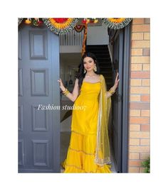 Elevate Your Style with Our Custom Made Punjabi Suit  Every color can be made. This is a made to order Salwar kameez dupatta. I make it exclusively for my customers by using designer fabrics. I will only start making it after you confirm your required size details. Product Features: Fabrics Used -Silk, Laces, Net. Why Choose Fashion Studio ? ✅ Made-to-Measure Expertise: We specialize in crafting Dresses  that fit like a dream, ensuring you look and feel your best. ✅ Quality Materials: We source premium fabrics and materials to ensure durability and comfort. ✅ Timeless Elegance: Our designs reflect the evergreen appeal of Indian fashion. ✅ Unmatched Customization: You have the creative freedom to design your Outfits  your way. Get Your Designer Punjabi Suit Today Fashion Studio Floor-length Cutdana Sharara For Diwali, Yellow Sharara With Straight Kurta For Wedding, Diwali Sharara With Gota Work, Diwali Sharara With Dori Work, Diwali Floor-length Sharara With Mirror Work, Bollywood Style Sharara With Dori Work For Diwali, Diwali Yellow Palazzo Set With Dori Work, Yellow Floor-length Palazzo Set For Eid, Yellow Palazzo Set With Dori Work For Diwali