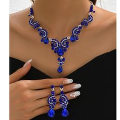 New Royal Blue Rhinestone Drop Necklace & Earring Set #171 Approx. Measurements: Necklace: 18" Adjustable, Earrings: 1.26" X 2.5" Drop Closure: Necklace Lobster Claw Clasp, Earrings Postback Stones: Rhinestones, Glass Crystals Material: Alloy (Silver And Copper And Other Metal Alloy) With High Quality Plating For Anti- Tarnish. ***Shipping And Handling Time: I Ship Packages Daily, With The Exception Of Holiday's Via Usps Priority Mail With Tracking From San Diego, California. Free Shipping On Bu Clasp Earrings, Celebrity Plastic Surgery, Lip Fillers, Nail Designs Spring, San Diego California, Blue Rhinestones, Drop Necklace, Famous Celebrities, Necklace Earring Set