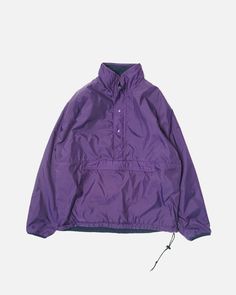 Rip Stop Nylon Pullover Sporty Gap Outerwear For Winter, Sporty Gap Winter Outerwear, Solid Winter Windbreaker Made Of Recycled Polyester, Winter Windbreaker In Solid Color From Recycled Polyester, Relaxed Fit Nylon Windbreaker For Winter, Winter Nylon Windbreaker With Relaxed Fit, Gap Relaxed Fit Winter Outerwear, Fall Purple Nylon Windbreaker, Issey Miyake Men