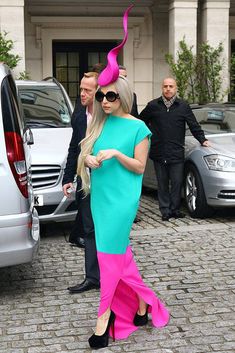 45 Lady Gaga Looks From 2013 To 2015 That Belong In A Museum Keith Haring Shirt, Black Leather Jumpsuit, Fashion Movies, Pearl Shoes, Neon Hair, Polo Match