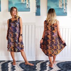 This is a beautiful batik umbrella dress with pockets that has a unique tropical print. Made from 1st quality super soft rayon fabric, this dress is great for the beach,resort, pool or out and about. This dress is a free size that will fit sizes s-xl. Measurements: Bust- 46 inches Length- 36 inches Material- rayon Please feel free to ask any questions about this item and we will be happy to answer your questions. We live on a beautiful island called Maui and all of our items are sent to you with Casual Sleeveless Dress With Batik Print, Casual Flowy Batik Print Dresses, Casual Flowy Dresses With Batik Print, Beach Midi Dress In Rayon Knee-length, Beach Midi Dress In Rayon, Beach Knee-length Rayon Midi Dress, Knee-length Rayon Midi Dress For Beach, Summer Dresses With Batik Print, Vibrant Print Knee-length Beach Dresses