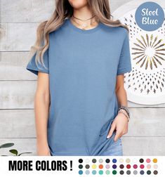 Sublimation Blank Shirt Blank Bella Canvas Shirt Wholesale Shirt Blank TShirt Men Clothing Women Diy Blank Plain Shirt Wholesale Clothing ✨ PRODUCT DESCRIPTION ✨ Soft cotton and quality print make users fall in love with it over and over again. ADULT TSHIRT ∘ Runs true to size ∘ Heat transfer label ∘ Solid colors: 100% Preshrunk Cotton ∘ Heather Colors: 52% Cotton / 48% Poly YOUTH ∘ Side-seamed ∘ Unisex sizing ∘ Solid colors: 100% Preshrunk Cotton ∘ Heather Colors: 52% Cotton / 48% Poly TODDLER Blank Tshirt, Tshirt Men, Wholesale Shirts, Plain Shirt, Women Diy, Plain Shirts, Men Clothing, Steel Blue, Wholesale Clothing