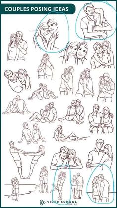 an image of people posing in different poses and positions, with the words couples poising ideas