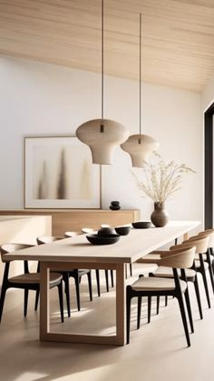 a dining room table and chairs in front of a large window with lots of light