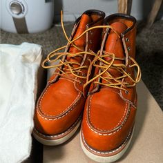 Like New Worn With Love Size 6.5 Color- Oro Legacy Made In Usa Womens Red Wing Boots, Brown Lace-up Leather Shoes With Red Sole, Red Wings Women Boots, Red Leather Lace-up Boots With Round Toe, Red Wing 1907, Red Wing Shoes, Red Wings, Lady In Red, Bootie Boots