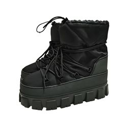 Shaft Material: microfiber Outsole Material: RUBBER Upper Material: Synthetic Heel Height: High (5cm-8cm) With Platforms: Yes Platform Height: 7cm And Up Closure Type: SLIP-ON Modern Baby, Snow Boots, Black Boots, Heel Height, Slip On, Lace Up, Boots, Heels, Lace