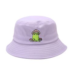 PRICES MAY VARY. 【Find Your Style】: Love the great outdoors? Looking for something functional and comfortable but also stylish to go with your outfit collection? This Bucket hat is really special thanks to a Frog wearing a mushroom hat are embroidered on the front of the purple fishing cap. The Froggie is a super trendy and cute addition to this simple violet sun hat. Perfect for ANY outdoors activity & you are protected from the sun whether you are out and about hiking, biking walking! 【Feature Cute Cotton Outdoor Hat, Cute Cotton Hat For Outdoor, Cute White Bucket Hat For Outdoor, Fun Cotton Hats For Streetwear, White Casual Bucket Hat For Outdoor Activities, Fun Spring Hats For Outdoor Activities, Casual White Bucket Hat For Outdoor Activities, Fun Spring Outdoor Hats, Spring Outdoor Bucket Hat