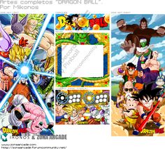 the dragon ball game is shown in three different pictures, one with an image of various characters