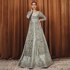 Bridal Lehenga with Front Open Kameez and Dupatta Dress is a hand-embellished masterpiece to have an elegant appearance on the big day. Shimmering embellishments, silver details, and fine designs make this stunning Pakistani Bridal Dress your foremost priority. Pakistani Attire, Asian Bridal Wear, Dupatta Dress, Pakistani Bridal Dress, Lehenga Bridal, Latest Bridal Lehenga, Blue Lehenga, Pakistani Bridal Dresses, Asian Bridal