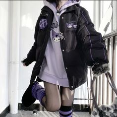 Kuromi Aesthetic Outfit, Sanrio Jacket, Kuromi And Cinnamoroll, Kuromi Sanrio