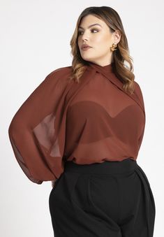 Draped Sleeve Chiffon Top Plus Size Alt Fashion, Plus Size Vintage Fashion, Plus Size Posing, Outing Outfit, Draped Sleeves, Drape Sleeves, Weird Fashion, Plus Size Vintage, Fashion Mistakes