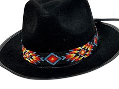 "- Our hat bands are unique, hand made, and can be mixed and matched with multiple hats.  - Matching Belt Available   https://affilareshop.etsy.com/listing/1593261976/personalized-handmade-western-rodeo - Beautiful Vibrant Color  - Length is 21\" and width 1\".  - They are hand made. - Each one is carefully crafted and made with LOVE! Length 21\" Width 1\"" Custom Handmade Black Hat Bands, Handmade Black Hat Bands For Country Events, Adjustable Festival Hat Headpiece, Adjustable Multicolor Hat For Western-themed Events, Custom Handmade Mini Hats For Festivals, Adjustable Hat Band With Bead Caps For Festival, Adjustable Bead Cap Hat Bands For Festival, Handmade Multicolor Hats For Rodeo, Handmade Artisan Hat Bands For Western-themed Events