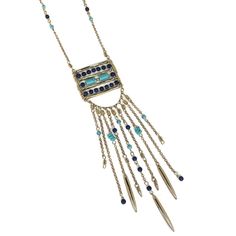 Long Beaded Statement Pendant Necklace Turquoise Color It Features: Gold, Turquoise & Dark Blue Color, Beaded Details Throughout, Adjustable Clasp Closure Ixesg172 Tag: Jewelry, Necklace, Boho, Bohemian, Formal, Colorful, Crystals, Layers, Tassels, Asymmetrical, Pendant Necklace, Bracelet, Woman's Gift Christmas Layers Aztec Accessories Tassels Choker Bib Rhinestones Boutique Cheap Gifts Bohemian Blue Turquoise Necklace For Jewelry Making, Blue Bohemian Turquoise Necklace For Jewelry Making, Blue Beaded Necklace With Dangling Beads For Costume Jewelry, Blue Beaded Necklace With Dangling Beads, Turquoise Necklaces With Dangling Beads For Beach, Turquoise Necklaces With Dangling Beads, Bohemian Blue Turquoise Necklace With Polished Beads, Turquoise Beaded Dangle Necklaces, Turquoise Beaded Long Necklace With Dangling Beads