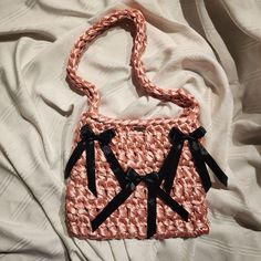 Really Beautiful Shoulder Bag, With 5 Different Shades Of Bows For The Color You Want To Use, The Bows Have Clips, The Bag Has An Interior Lining And Is Really Good Handmade. Bag Measurements 23x26 In Pink Crochet Bags, Trendy Pink Crochet Bag With Adjustable Strap, Pink Satchel Crochet Bag With Adjustable Strap, Pink Crochet Satchel Bag With Adjustable Strap, Trendy Pink Square Bucket Bag, Chic Pink Rectangular Bucket Bag, Pink Crossbody Crochet Bag For Everyday Use, Pink Crochet Crossbody Bag For Everyday, Chic Pink Crochet Bag For Daily Use