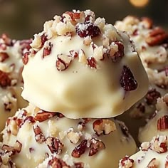 white chocolate covered with nuts and cranberries