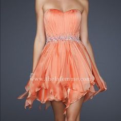 Beautiful Coral / Orange Color Prom Or Homecoming Dress By Designer La Femme!! Size 2 And Only Worn Once! Fancy Mini Dresses, Orange Homecoming Dresses, Chiffon Dress Short, Chiffon Cocktail Dress, Chiffon Evening Dresses, Short Prom Dress, Chiffon Prom Dress, Prom Dresses Short, Dresses Short