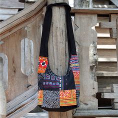 NOVICA Hmong Colors Cotton Sling Tote Bag | The Animal Rescue Site Rain Tree, Elephant Bag, Printed Jewelry, Patchwork Bags, Coconut Shell, Women Artisans, Sewing Bag, Wood Beads, Nepal