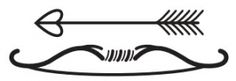 an arrow with a mustache is shown in black and white