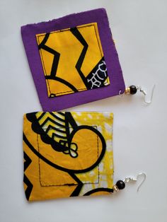 African Cloth Earrings Handmade Traditional Handmade Rectangular Earrings, Handmade Traditional Rectangular Earrings, Yellow Beaded Earrings For Pierced Ears As Gift, Handmade Yellow Plug Earrings As Gift, Yellow Beaded Earrings For Gift, Yellow Dangle Plug Earrings As Gift, Trendy Yellow Beaded Earrings As Gift, Trendy Yellow Beaded Earrings For Gift, Trendy Yellow Beaded Earrings - Gift Idea