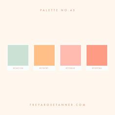 the color palette for pastel no 45 is shown in four different colors, including peach, pink, and green