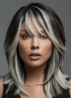 Brunette With A Pop Of Color, Chunky Fall Hair, Balayage Colored Hair, Highlights Only On Top Of Head, Ash Grey Short Hair, Blonde To Fall Hair, Brown Balayage Hair Short, Ash Hair Color Grey, Ash Brown Balayage Short Hair