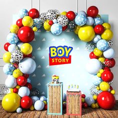 PRICES MAY VARY. TOY STORY BIRTHDAY DECORATIONS: Make your own wonderful backdrop, centerpieces, and jaw-dropping entryways with our toy story balloon arch kit. Add a burst of color to your party with these perfectly sized balloons that come in 6 different colors including clouds and cow patterns. Different colors and sizes of balloons stimulate a perfect 3D effect. HIGH-QUALITY LATEX: Made of durable latex, our jessie and woody theme balloons are not going to burst in the middle of your party l Kids Table Birthday Party Toy Story, This Is Us Birthday Party, Toy Story Theme Party Walmart, Toy Story Themed Birthday Party Michaels Stores, Toy Story Birthday Party Treat Table, Toy Story Tablecloth, Toy Story Table Clothes, Toys Theme Party, Toy Story Theme Christmas Tree