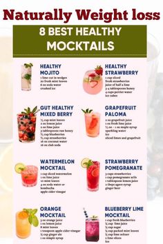 Sip your way to a healthier you with these 8 delicious and refreshing mocktails! Packed with nutritious ingredients, these drinks are perfect for satisfying your cravings without the extra calories. Discover how to enjoy flavorful, guilt-free beverages that support your weight loss journey. Cheers to healthy hydration! #HealthyMocktails #WeightLoss #NaturalWeightLoss #CleanEating #HealthyDrinks Gut Health Mocktails, Mocktail Watermelon, Mocktail Spritzer, Mocktail Strawberry, Mocktail Healthy, Berry Mocktail, Pomegranate Mocktail, Watermelon Mocktail, Strawberry Mocktail