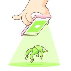 a hand holding a smart phone over a lizard